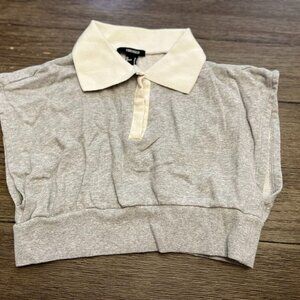 Forever 21 Sleeveless Crop Sweatshirt with Collar